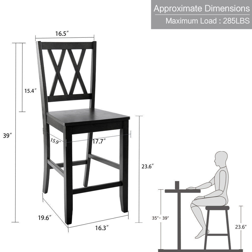 Set of 2 Double-X Wood Counter Stools, Grey