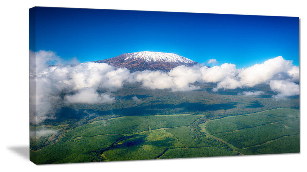 Aerial View of Mount Kilimanjaro, Large landscape Canvas Art Print, 60"x28"