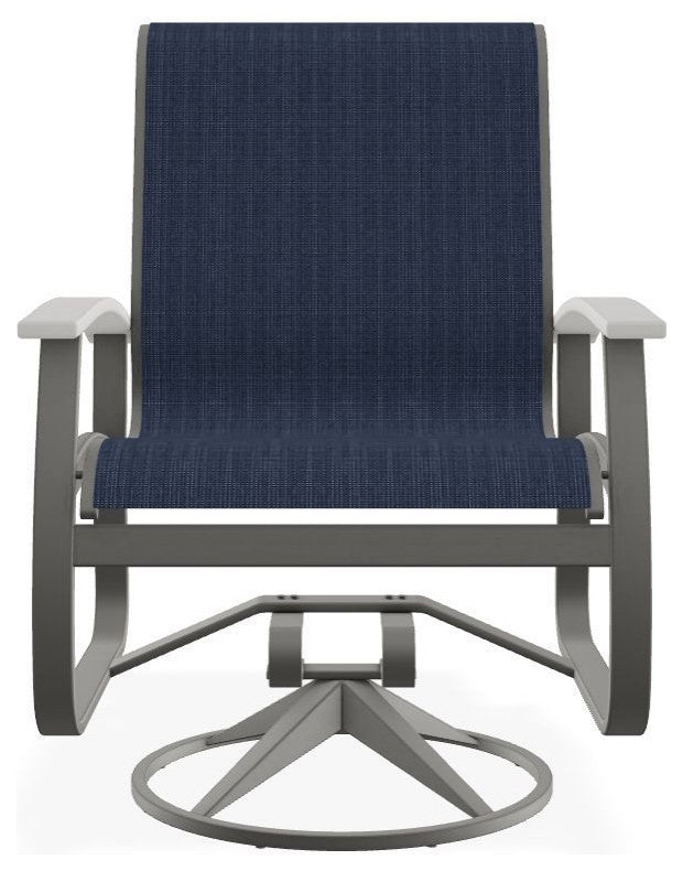 Belle Isle Sling Outdoor Swivel Rocker, Sky/Snow
