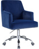 Benzara BM269060 Office Chair, Sleek Track Arms & Nail head Trim, Blue/Chrome