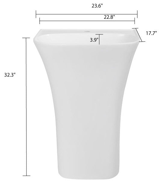 24" Streamline K-1887-24 Solid Surface Resin Freestanding Basin