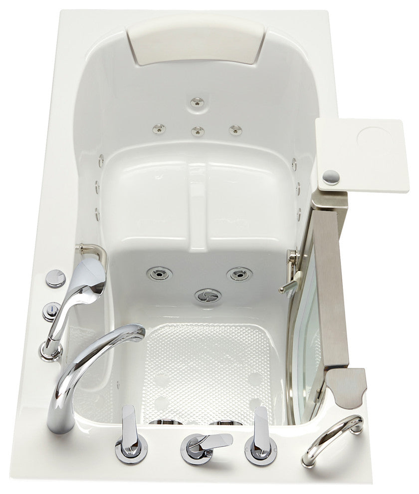 Ella Royal 32"x52" Acrylic Massage Walk-In Bathtub Inward Swing Door, Dual Drain
