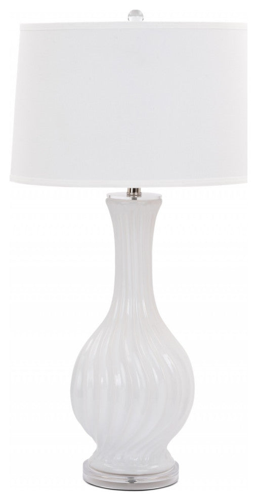 Set of 2 White Curved Ceramic Table Lamps
