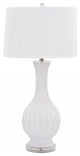 Set of 2 White Curved Ceramic Table Lamps