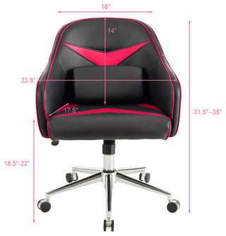Office Chair Task Desk Swivel Adjustable Height w/ Massage Lumbar Support Red