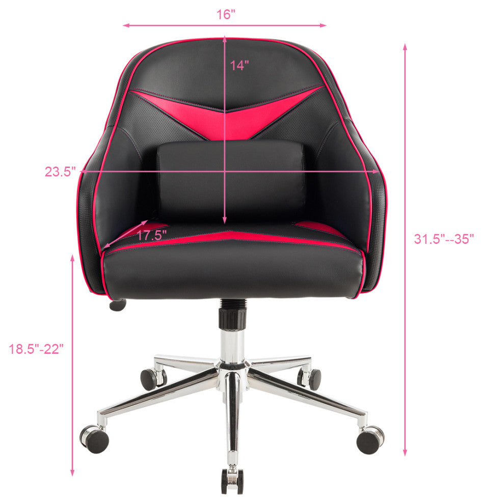 Office Chair Task Desk Swivel Adjustable Height w/ Massage Lumbar Support Red