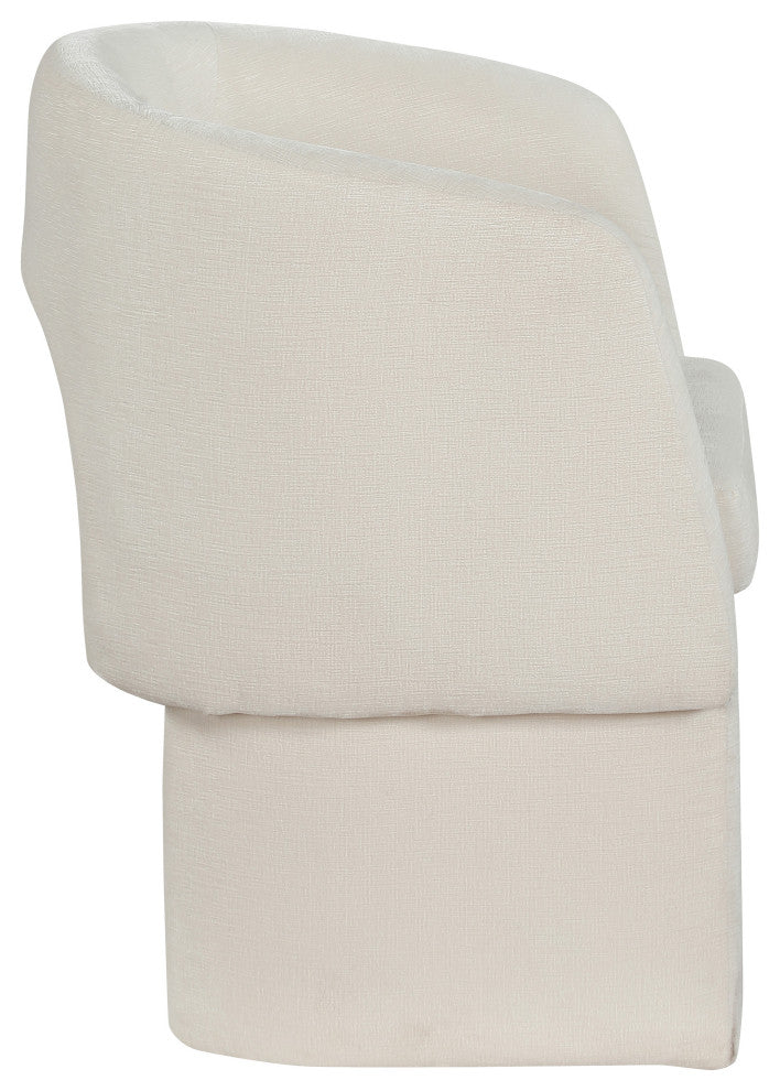 Emmet Boucle Fabric Dining Chair / Accent Chair, Cream, Chenille Fabric