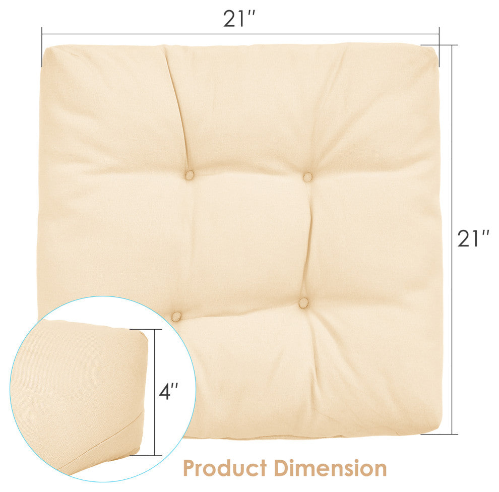 Costway 2PCS 21'' x 21'' Patio Chair Seat Cushion Pads Indoor/Outdoor Beige