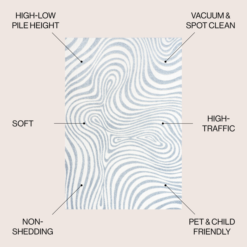 Maribo High-Low Abstract Groovy Striped Indoor/Outdoor Area Rug
