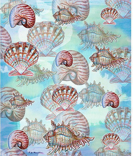Betsy Drake Assorted Shells Throw Blanket