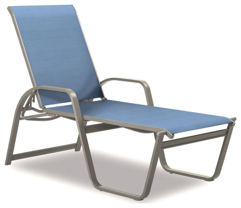 Aruba II 4-Position High Bed Chaise, Textured Warm Gray, Sky