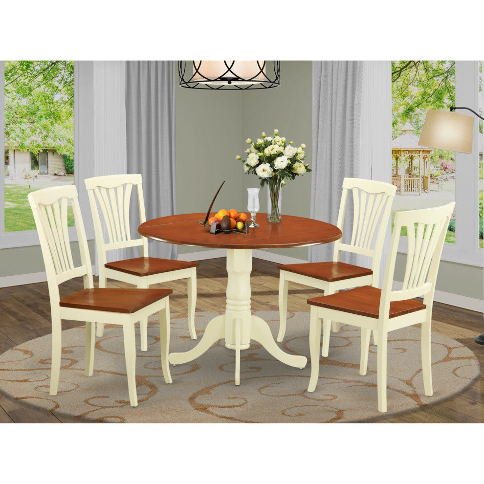 Dlav5-Bmk-W 5-Piece Dining Set-Round Table And 4 Kitchen Chairs