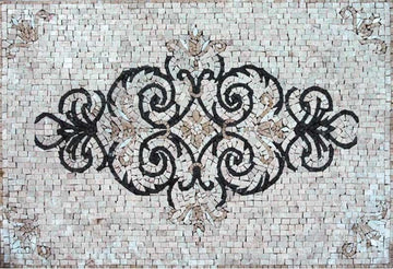 Arabesque Marble Rug Mosaic, Symma, 47"x71"