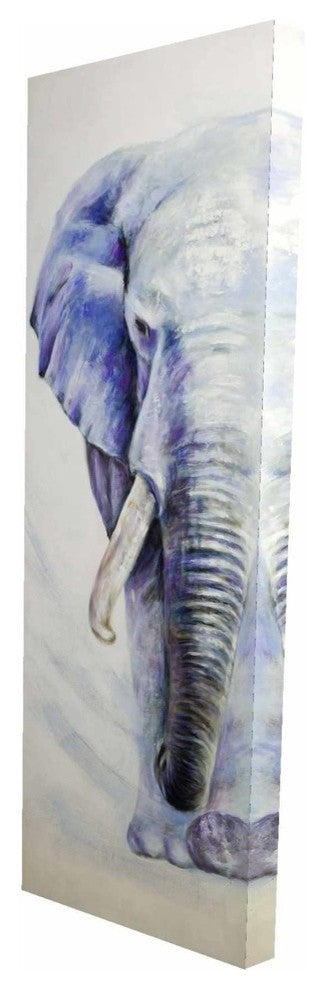 Gray and Blue Elephant Print on Wrapped Canvas