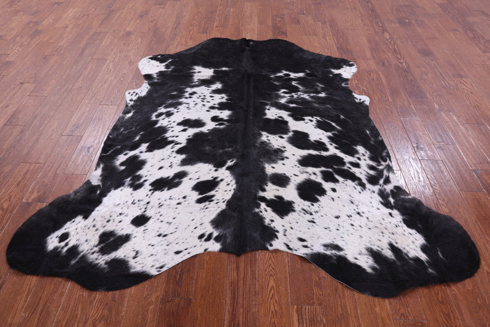 Black and White Natural Cowhide Rug 6' 9" X 6' 9" C2216
