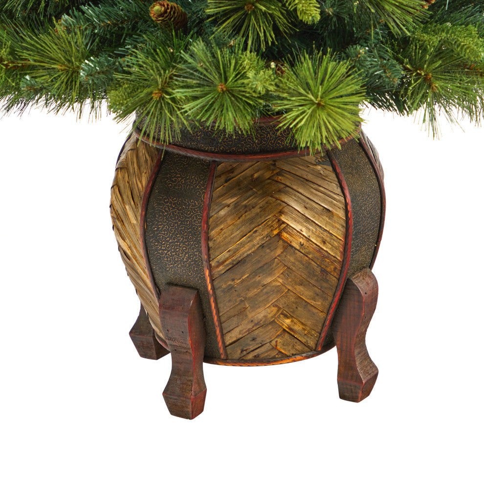 52" North Carolina Pine Faux Xmas Tree W/Lights, Bendable Branches & Pinecones