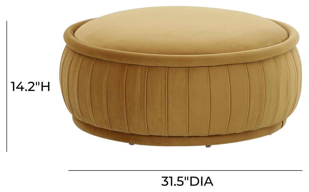 Rylee Sunset Orange Velvet Ottoman