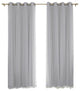 Gathered Tulle Sheer and Blackout 4-Piece Curtain Set, Gray, 84"