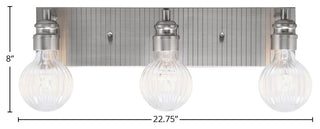 Edge 3-Light Bath Bar, Brushed Nickel Finish, Ribbed Clear LED Bulbs