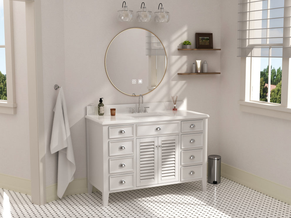 Contemporary Style White Kalani Bathroom Vanity, 50"