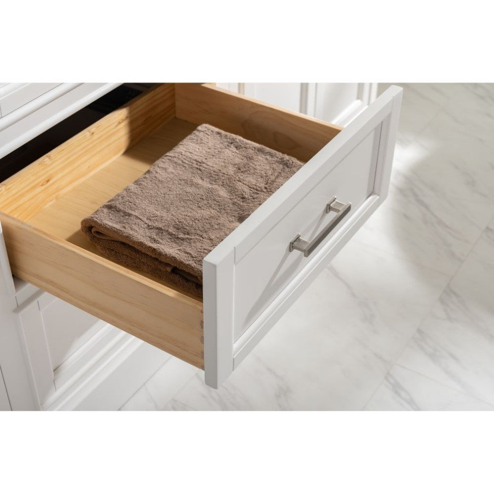 Milano Transitional White 96" Double Sink Bathroom Vanity Modular Set