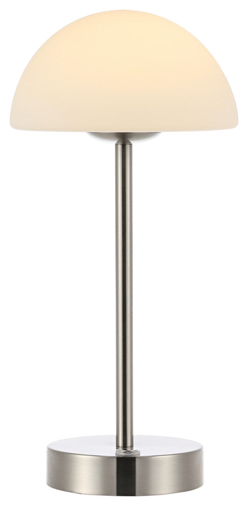 12.5" Modern Minimalist Iron Rechargeable Integrated LED Table Lamp, Nickel