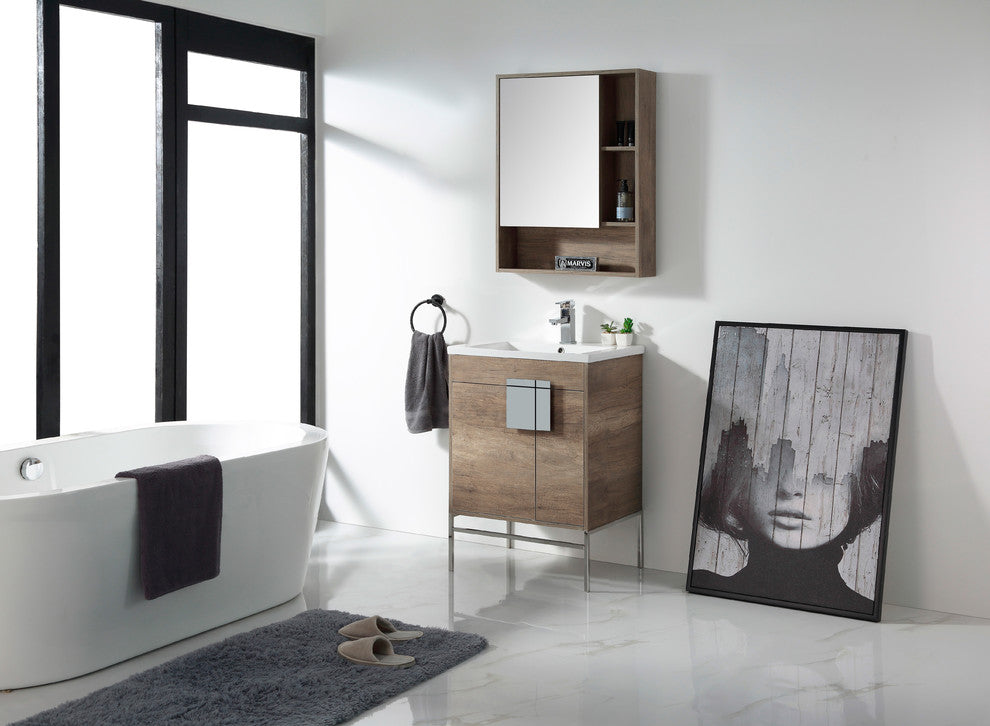 Bathroom Vanity Set, Shadow Gray, 24", Polished Chrome Hardware