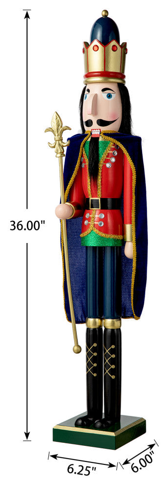 36"H Wooden Christmas King Nutcracker