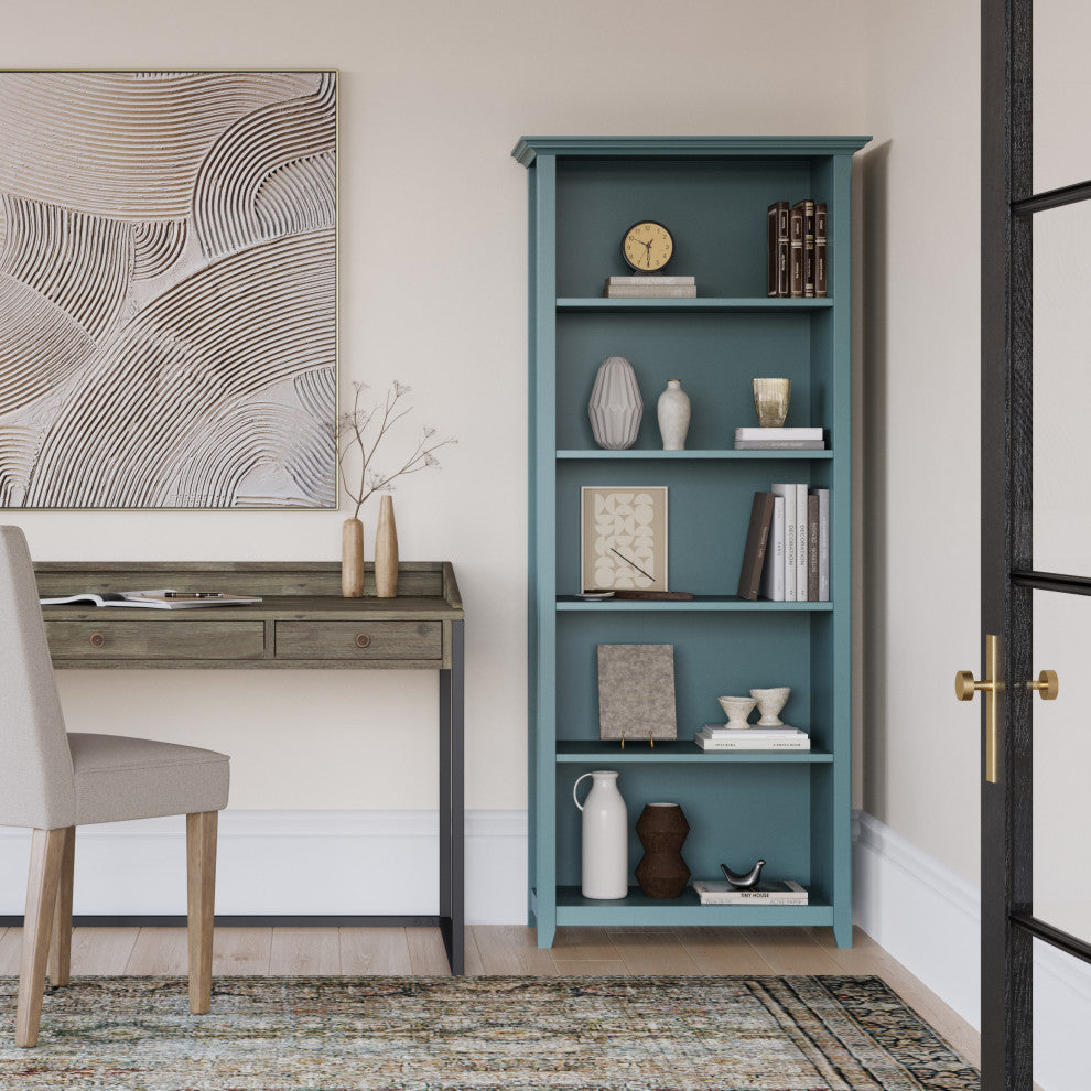 Amherst SOLID WOOD 5 Shelf Bookcase, French Blue