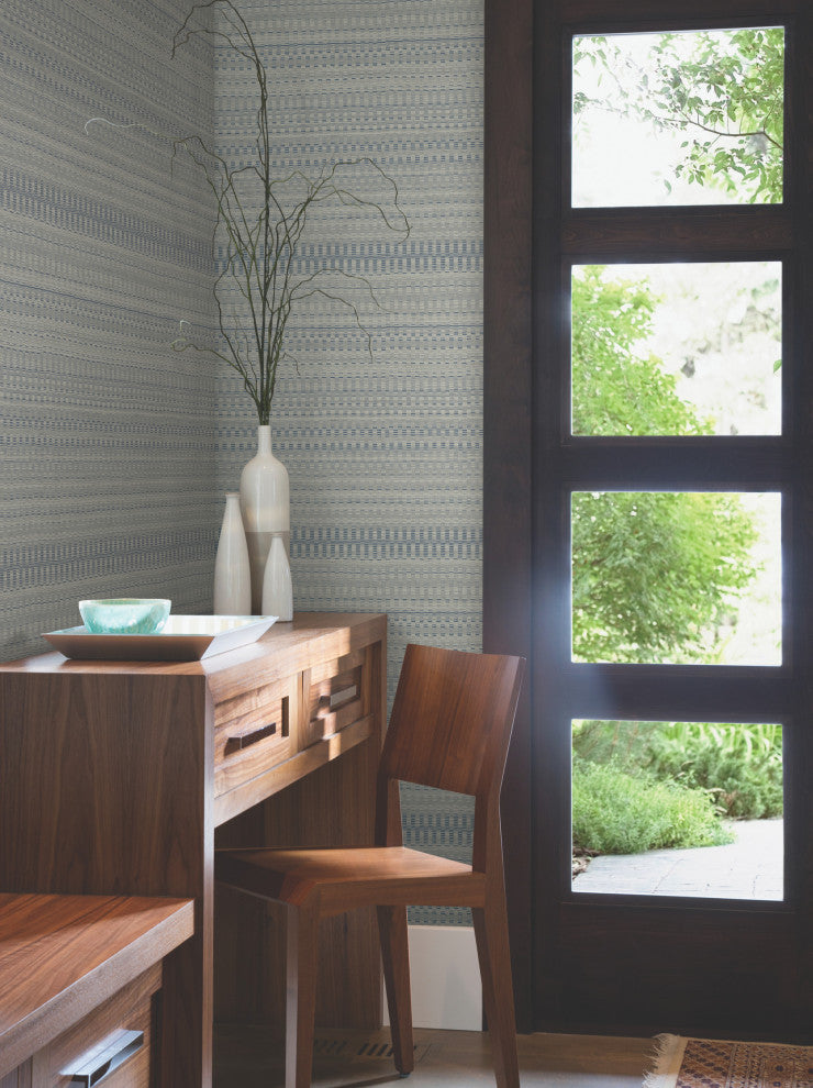 Navy Tapestry Stitch Wallpaper