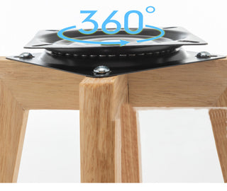 Retro-Styled Rotating High Bar Stool Made of Solid Wood, Beige, Linen