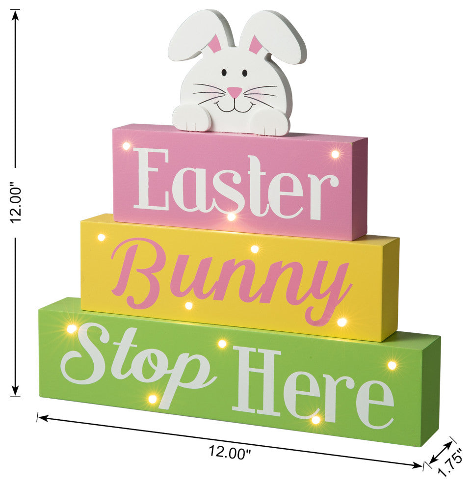 12"L Easter LED Lighted Wooden Bunny Block Word Sign
