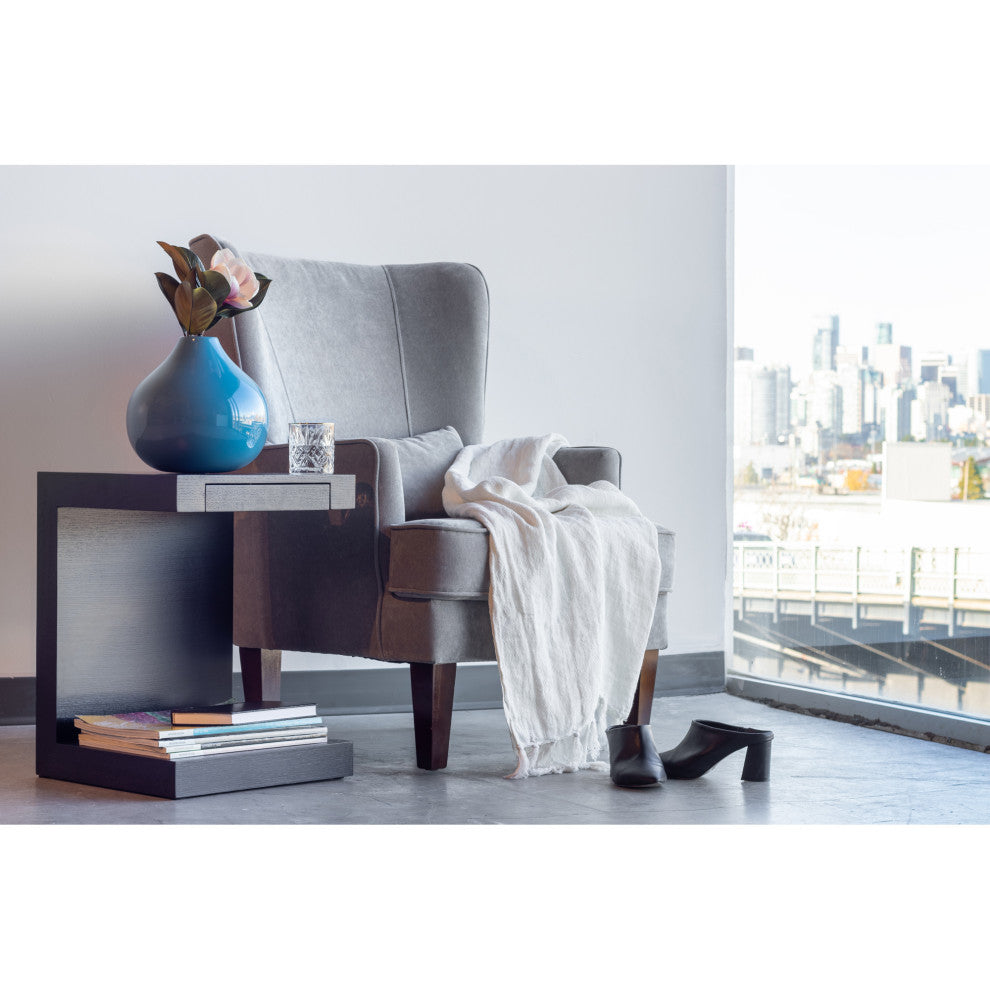 Contemporary Prince Arm Chair Grey Velvet - Grey