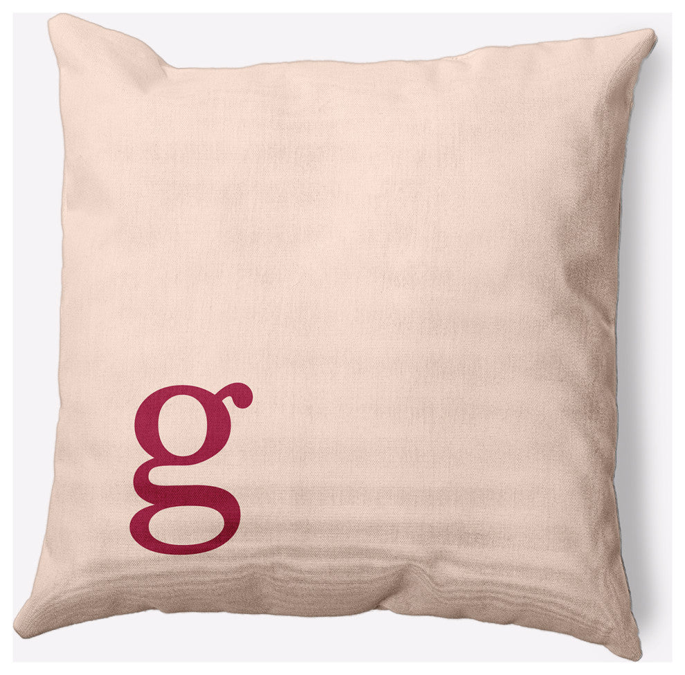 18" x 18" Modern Monogram Indoor/Outdoor Polyester Throw Pillow, Cranberry