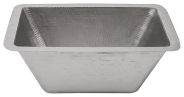 Rectangle Copper Prep Sink in Nickel With 3.5" Drain Opening