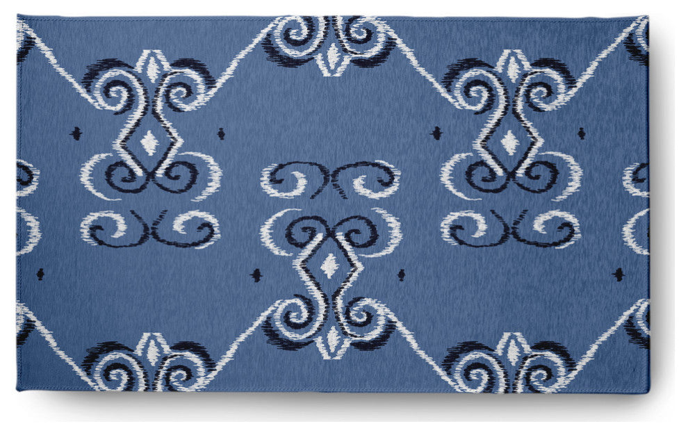 Diamonds & Curls Soft Chenille Area Rug, Navy, 3'x5'