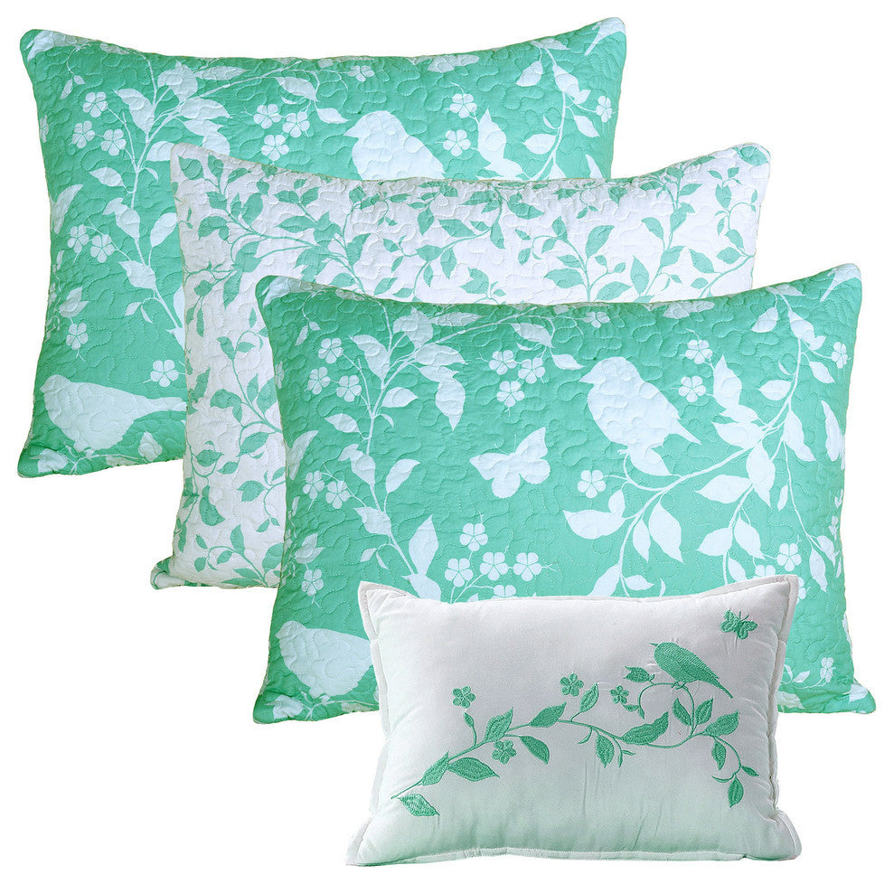 Birdsong 6-Piece Quilted Daybed Set, Teal, Daybed, 75"x39"
