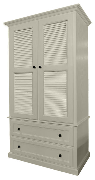 Modern Oak Extra Wide Wooden Wardrobe With Shutter Doors, Dark Oak