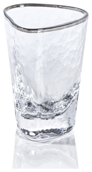 Kampari Triangular Shot Glasses with Platinum Rim, Set of 6