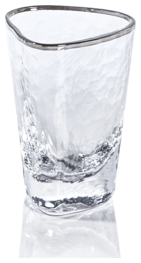 Kampari Triangular Shot Glasses with Platinum Rim, Set of 6