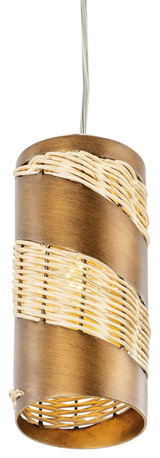 Flow 1-Lt Cylinder Mini Pendant - Baguette/Natural Rattan