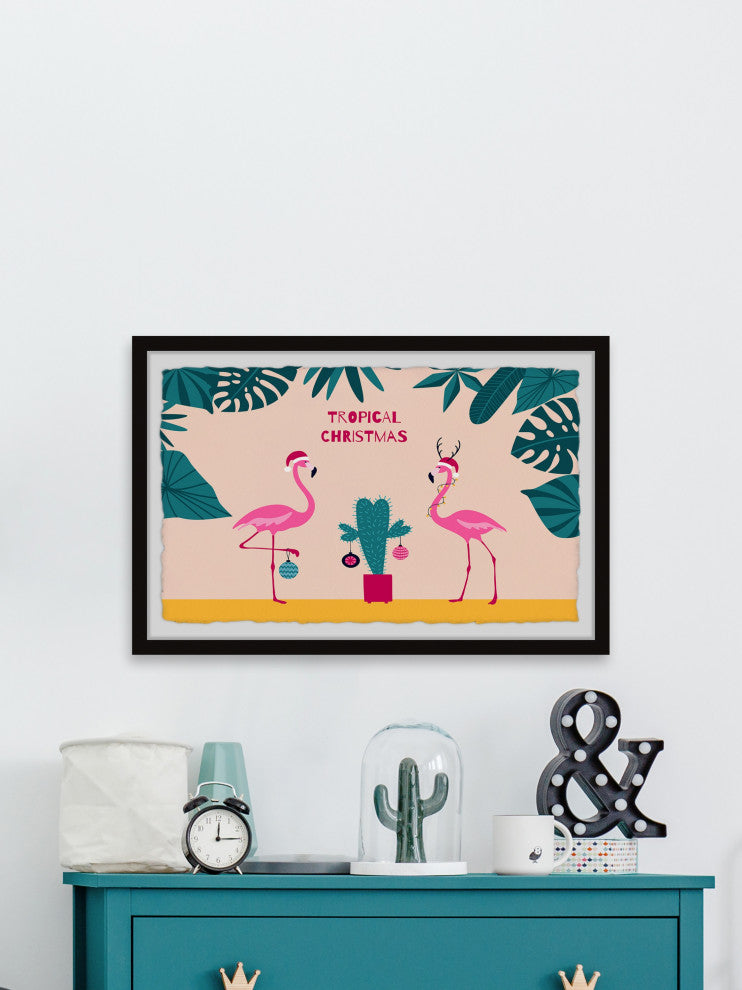 "Tropical Christmas" Framed Painting Print, 24x16