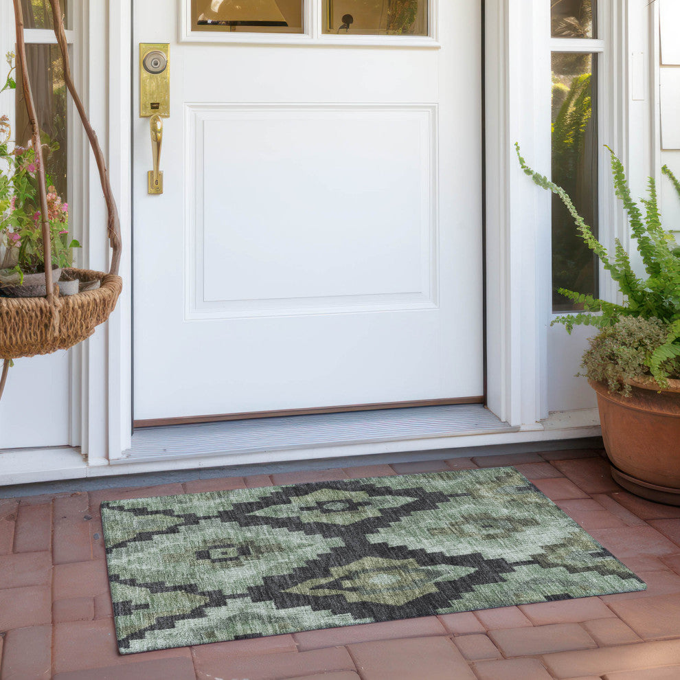 Machine Washable Indoor/Outdoor Chantille ACN1894 Aloe 1'8" x 2'6" Rug