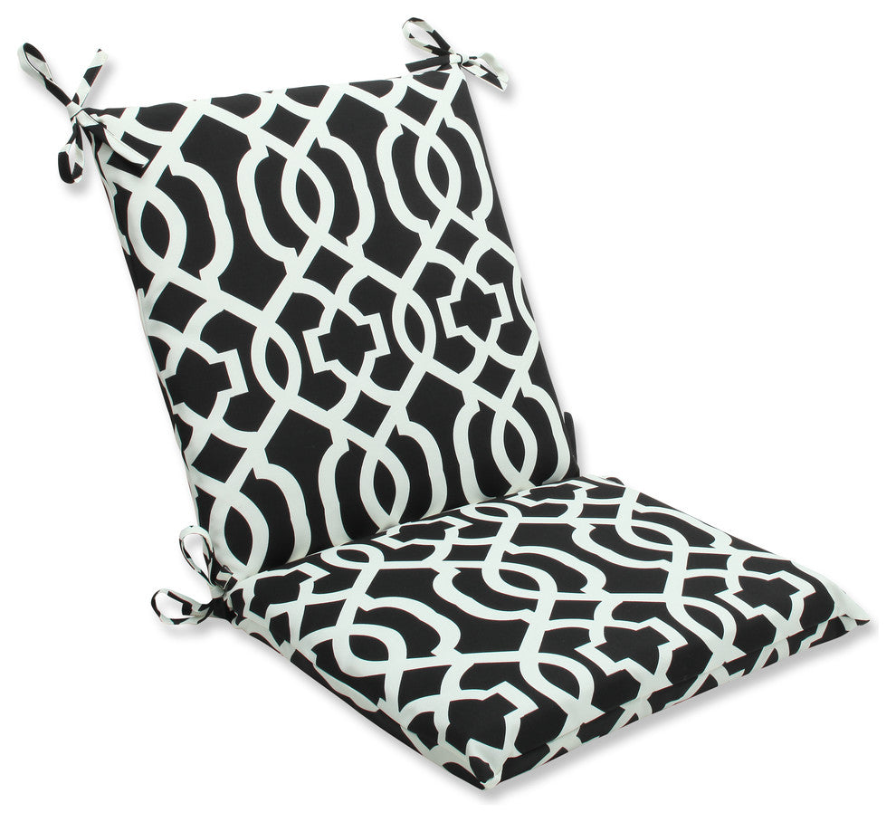 New Geo and White Squared Corners Chair Cushion, Black