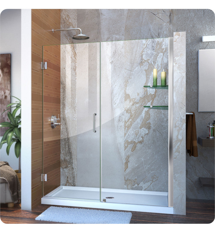 DreamLine Unidoor W 53" to 61" Frameless Hinged Shower Door, SHDR-20567210S-09
