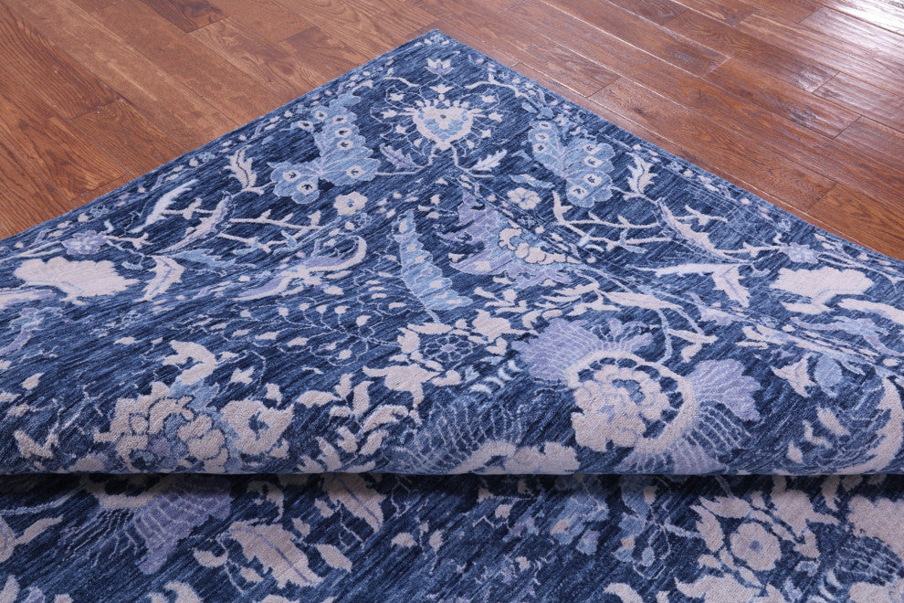8' Square Modern Hand Knotted Wool Rug - Q13049