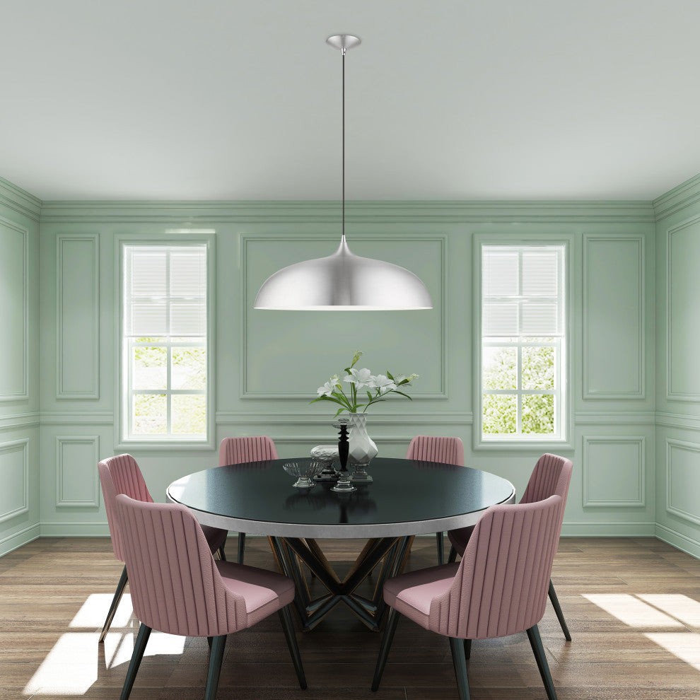 Amador 3 Light Brushed Aluminum With Polished Chrome Accents Large Pendant