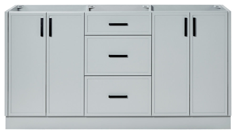 ARIEL Kelly 66 Inch Double Sink Base Cabinet, Grey