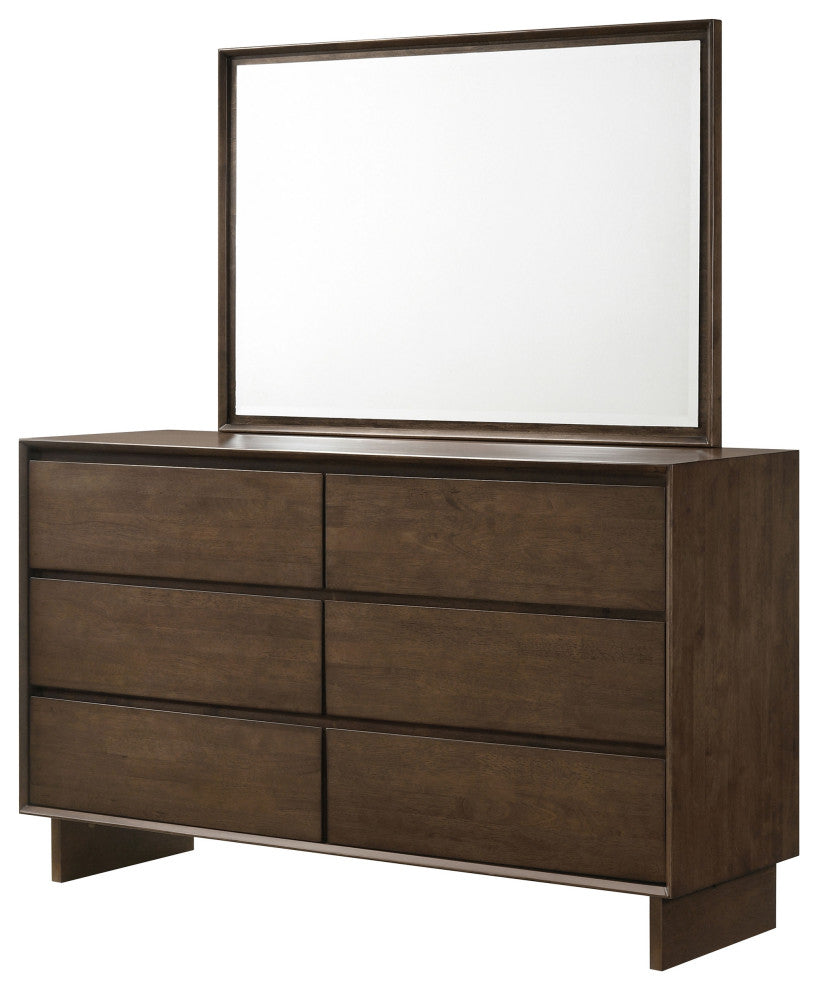 Glenwood 6-drawer Dresser and Mirror Warm Brown