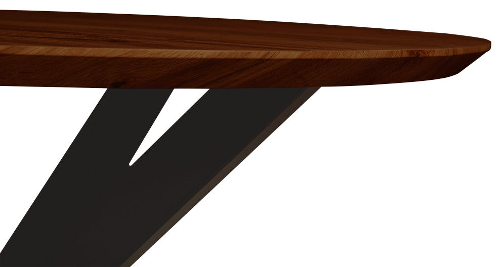LeisureMod RTX47DW Ravenna 47" Round Wood Dark Walnut Dining Table Metal Base
